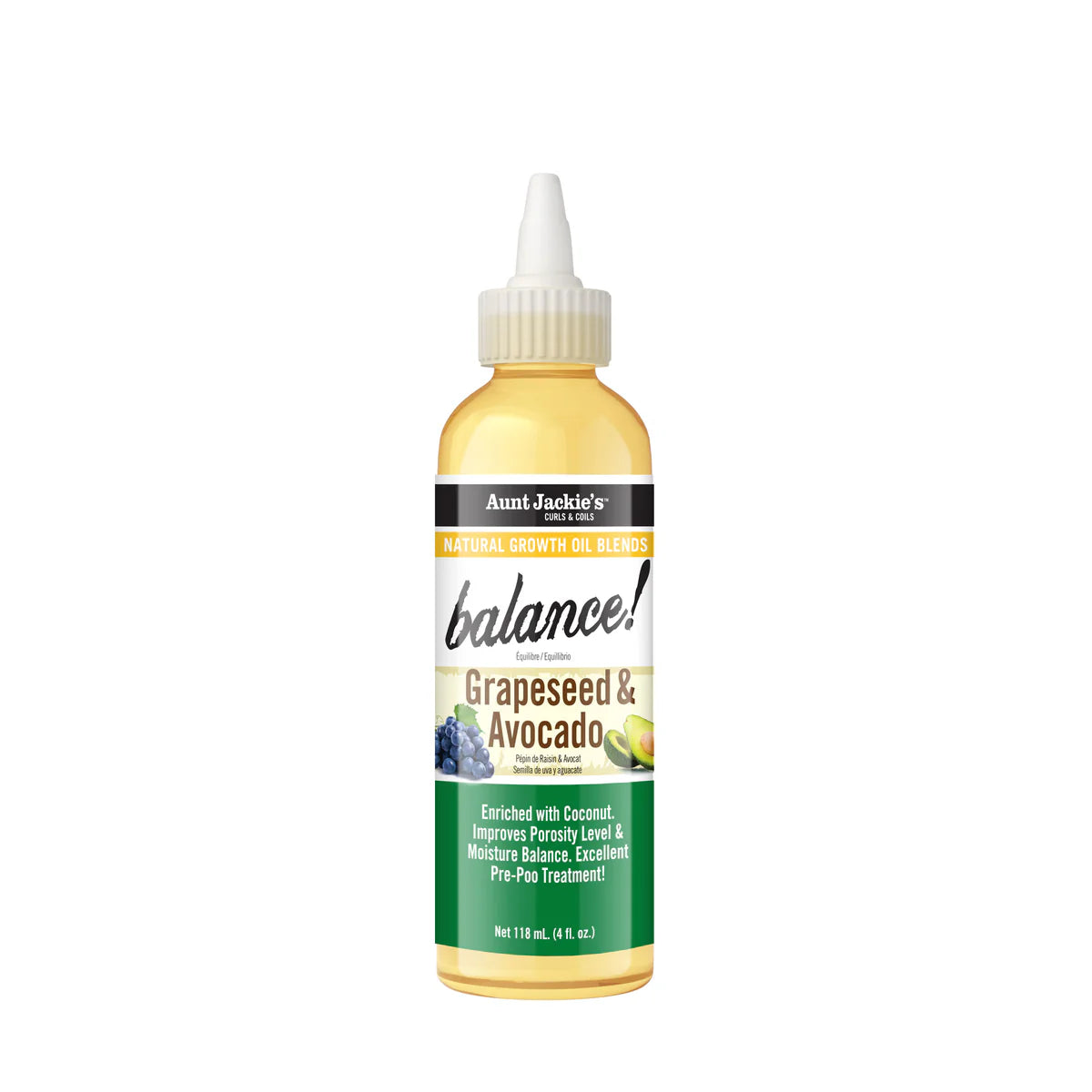 Aunt Jackie's Balance! - Grapeseed & Avocado Natural Growth Oil Blend 118ml