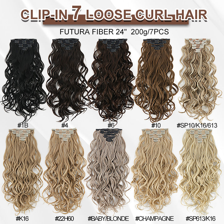 7PCS CLIP-IN EXTENSIONS - LOOSE CURL 24"