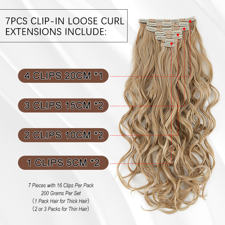 7PCS CLIP-IN EXTENSIONS - LOOSE CURL 24"