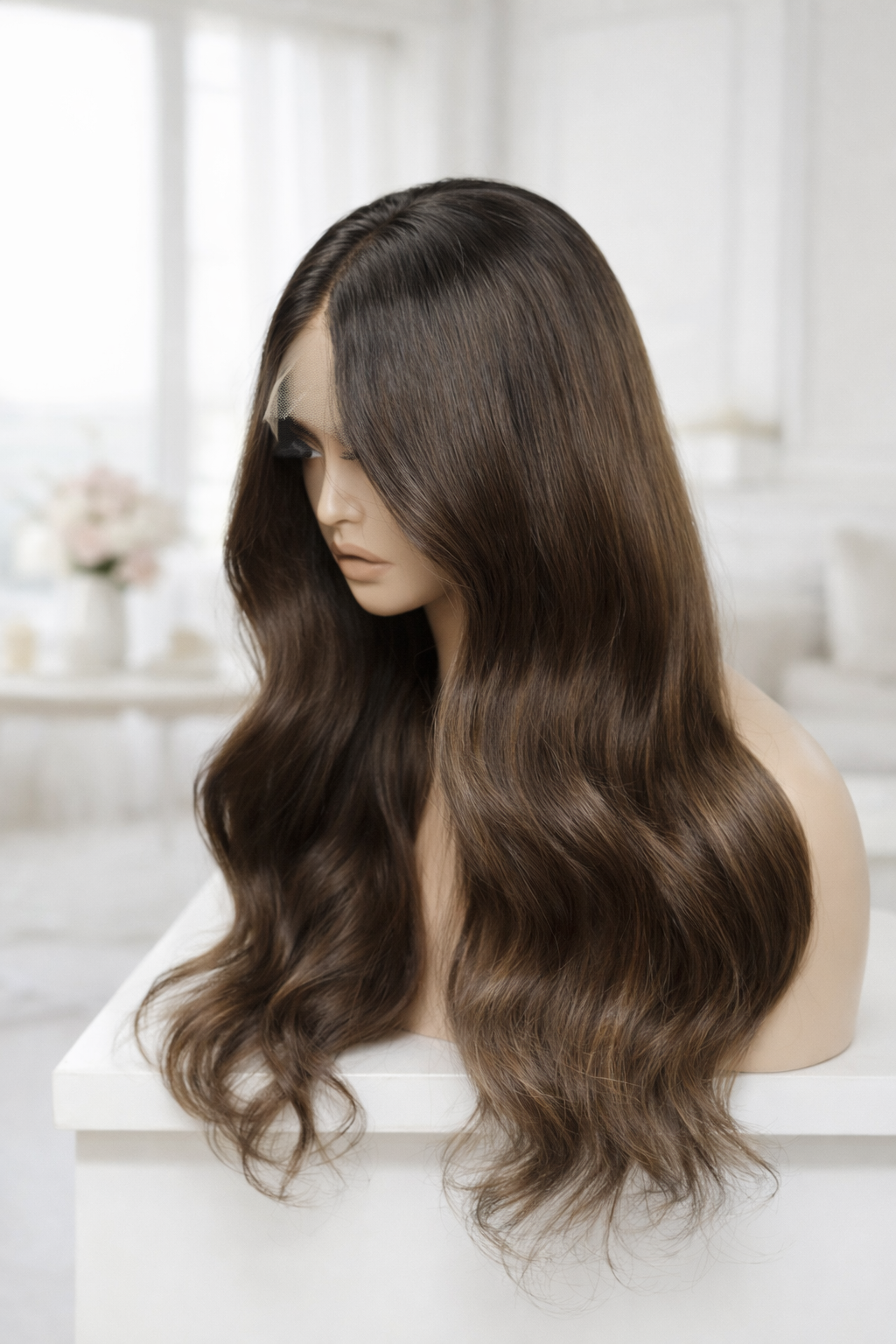 HD Lace Echthaar Perücke – Indian Virgin Hair | 150 % Density | Light Brown HD Lace | Mocha Brown