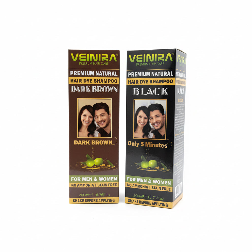 Veinira Premium Natural Hair Dye Shampoo - Dark Brown 200ml