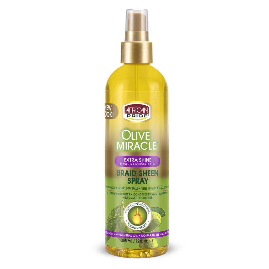 African Pride Olive Miracle Extra Shine Braid Sheen Spray 355 ml