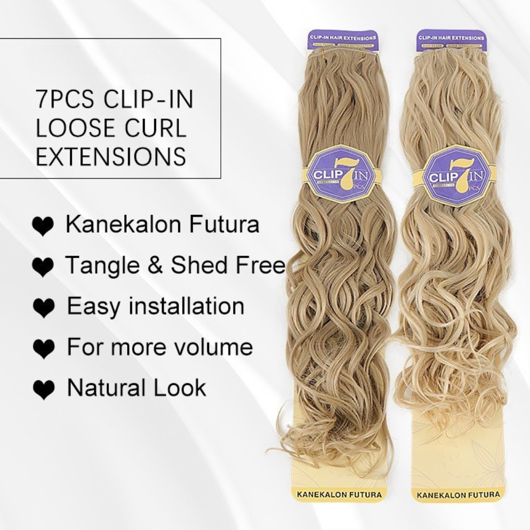 7PCS CLIP-IN EXTENSIONS - LOOSE CURL 24"