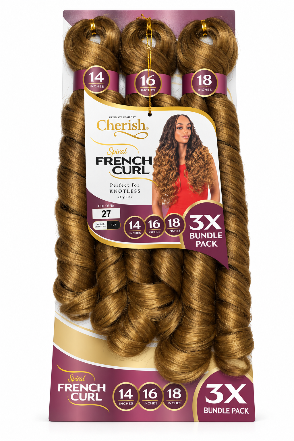 Cherish Spiral French Curl – 14"/16"/18” – 3X Value Pack
