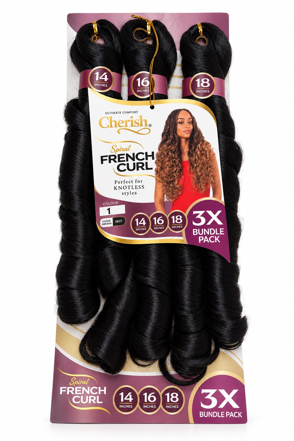 Cherish Spiral French Curl – 14"/16"/18” – 3X Value Pack