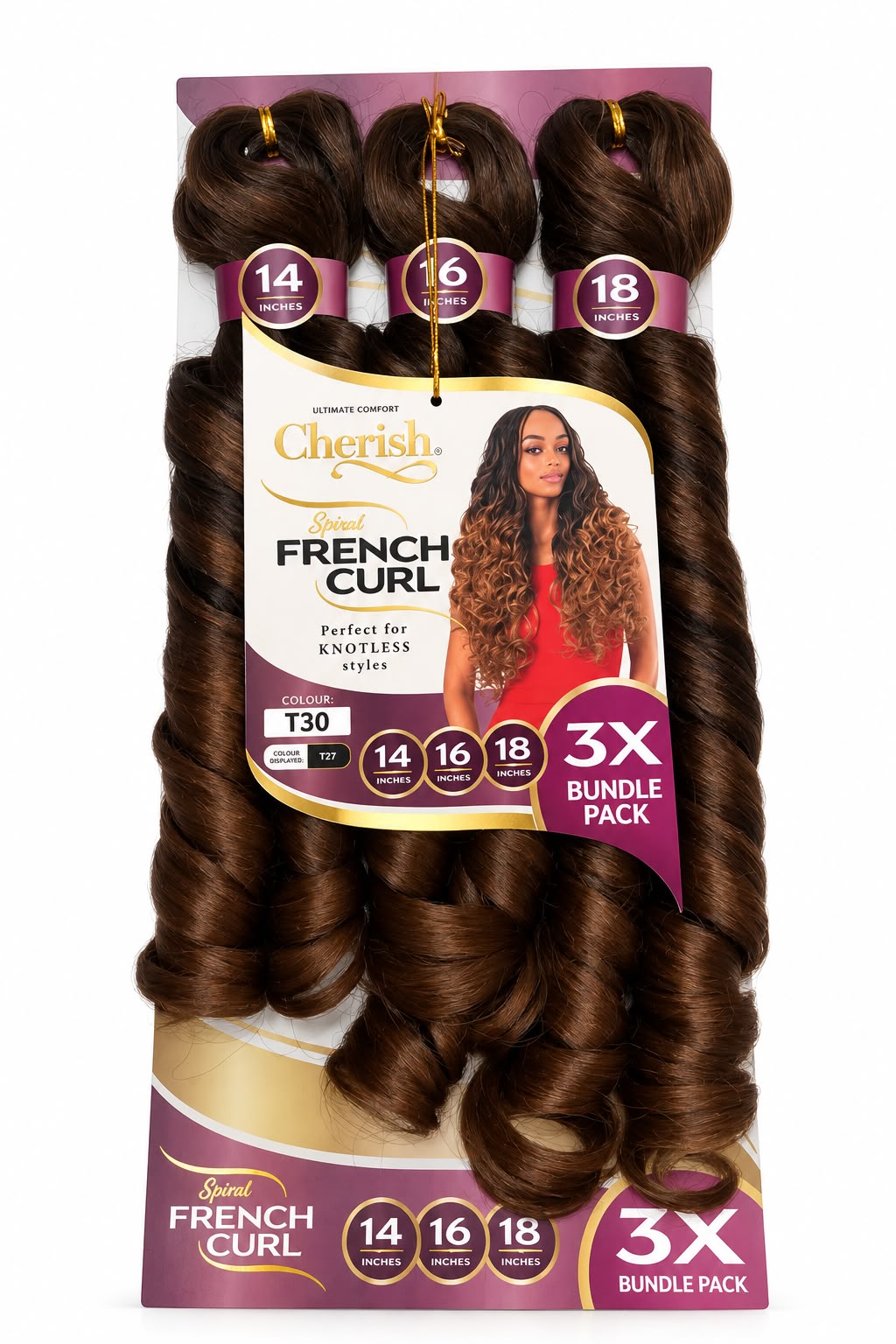Cherish Spiral French Curl – 14"/16"/18” – 3X Value Pack
