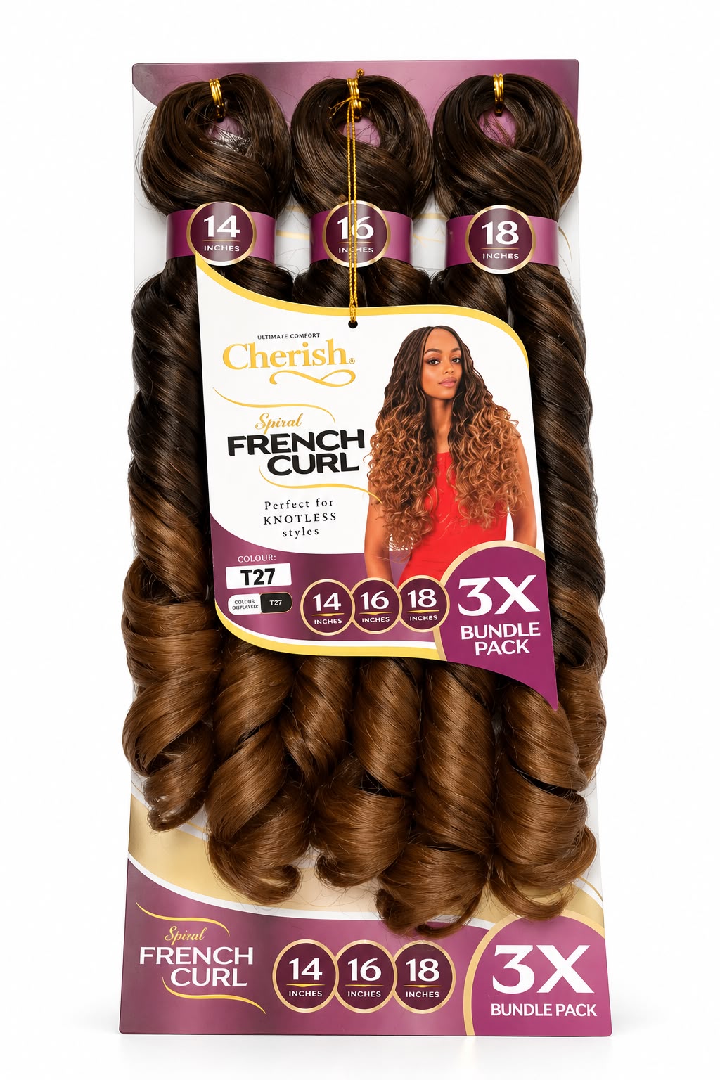 Cherish Spiral French Curl – 14"/16"/18” – 3X Value Pack