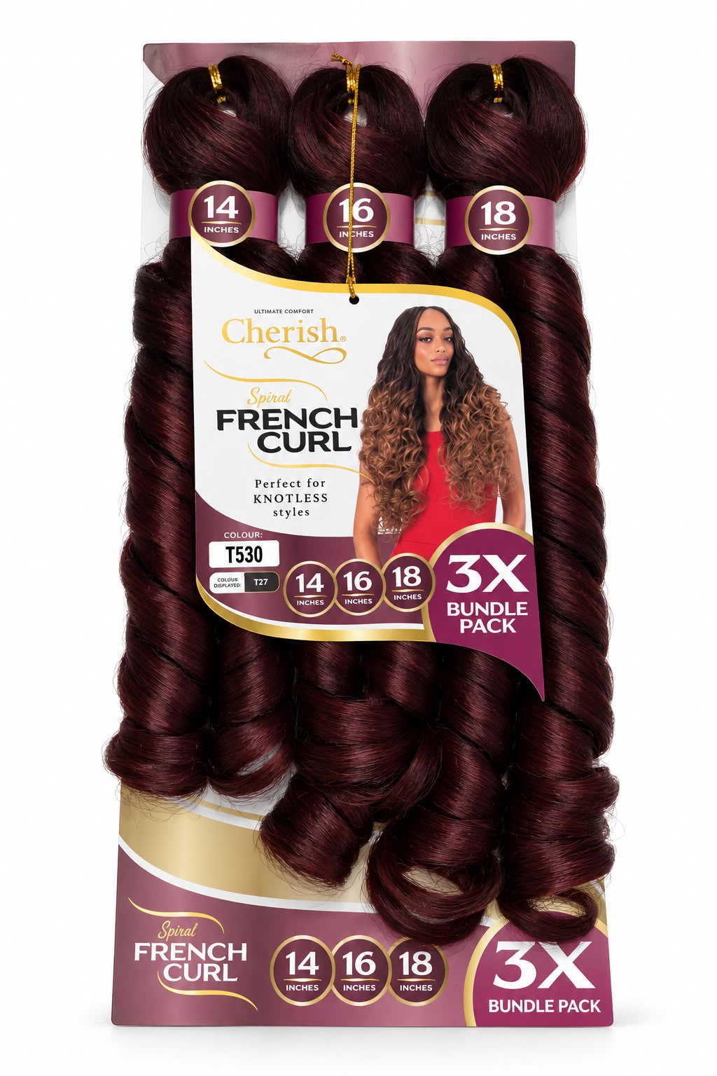 Cherish Spiral French Curl – 14"/16"/18” – 3X Value Pack