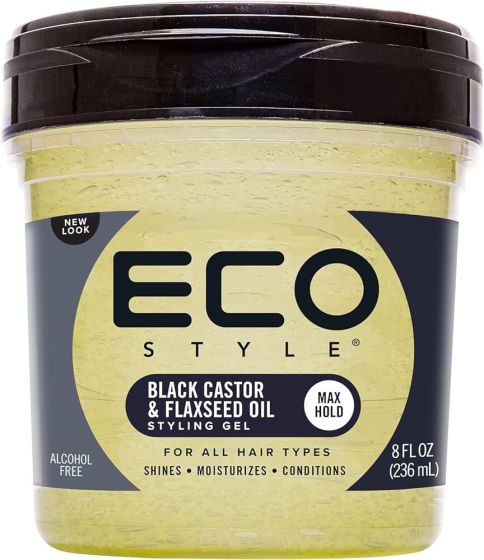 EcoStyle Professional Black Castor & Flaxseed Oil Styling Gel 236ml
