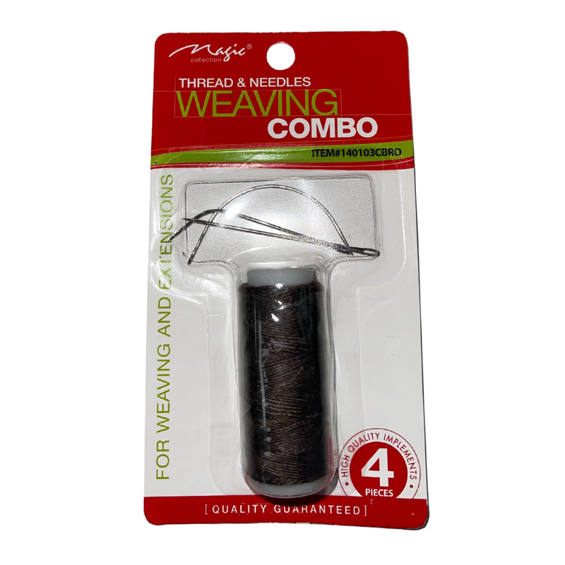 Magic Collection Weaving Combo - Brown Thread & Needles Set For Hair Extensions