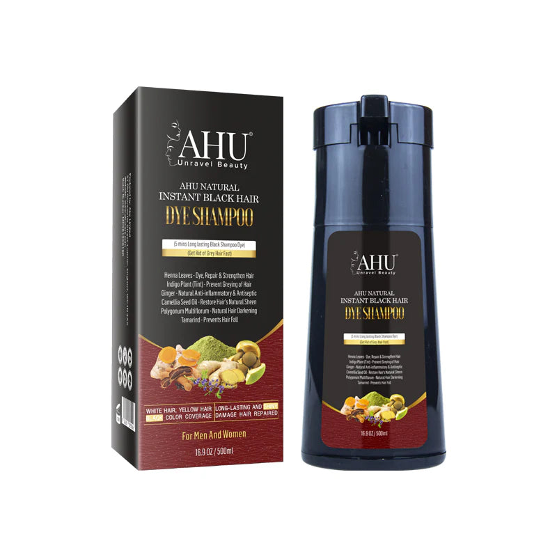 AHU Natural Instant Black Hair Dye Shampoo 500ml
